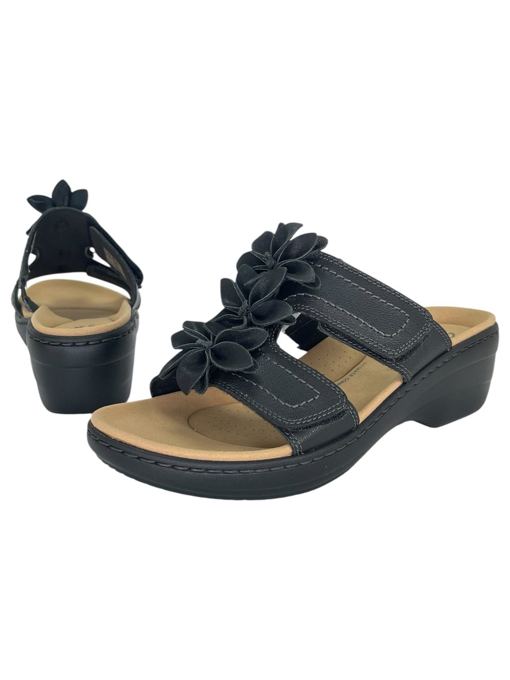 Clarks Merliah Raelyn Black Leather Slip On Womens Sandals Size 10M - Picture 8 of 11